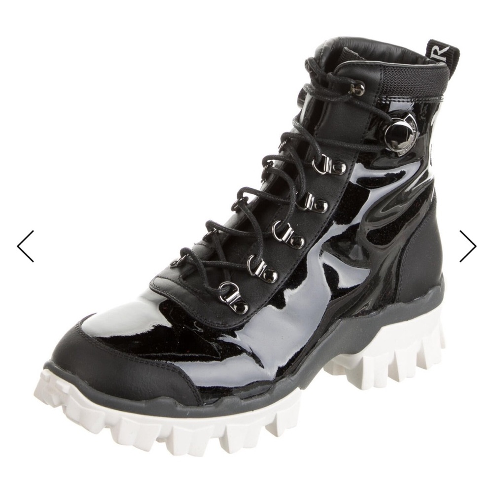 Moncler Black Patent Leather Combat Boots - Picture 2 of 10